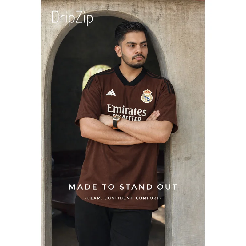Real Madrid Brown Drop Shoulder